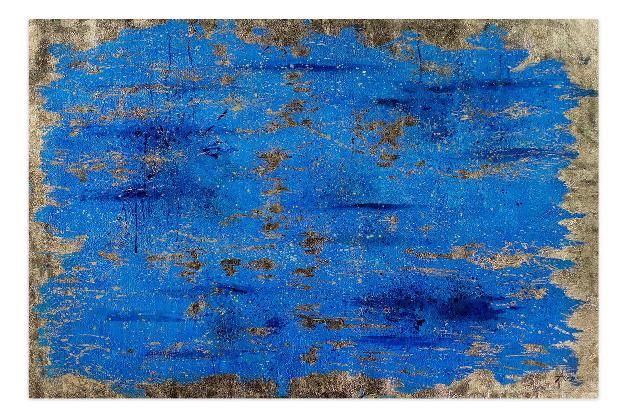 XXL Olieverf schilderijen 'View into the Blue' | Handgeschilderd unicum komt in de ruimte goed tot zijn recht.