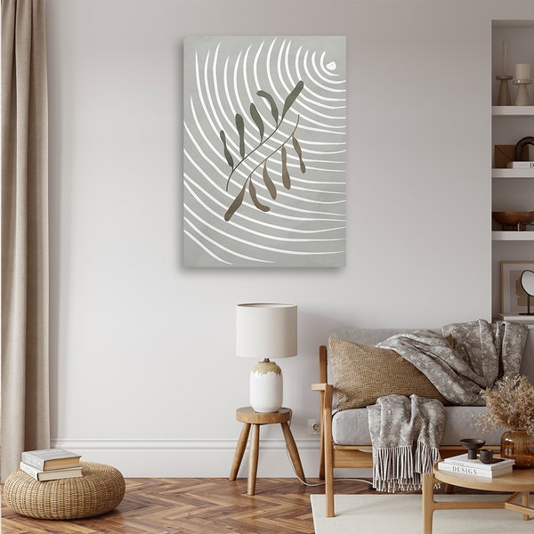 Kunstdruck auf Leinwand 'Minimalist Leaf Abstract'