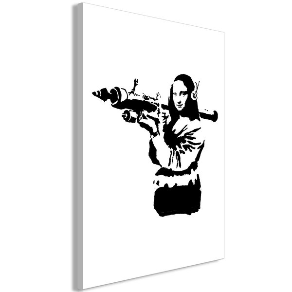 Kunstdruck auf Leinwand 'Banksy Mona Lisa with Rocket Launcher Vertical'
