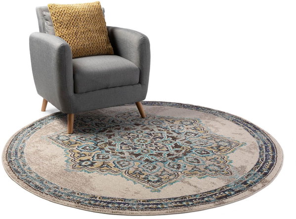 Design Runder Teppich Casa Beige