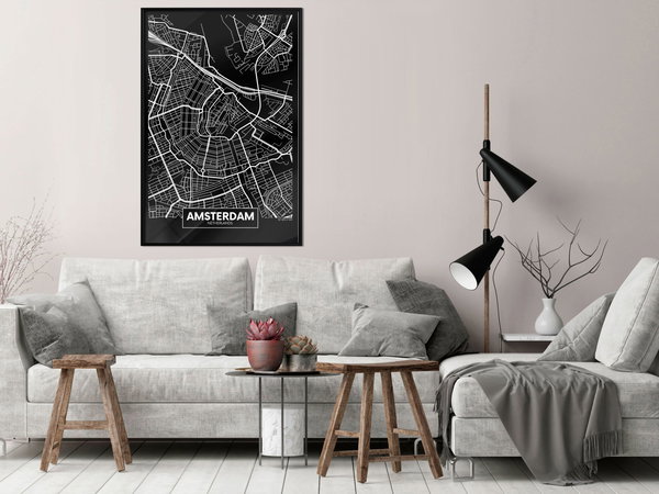 Poster 'City Map: Amsterdam (Dark)'