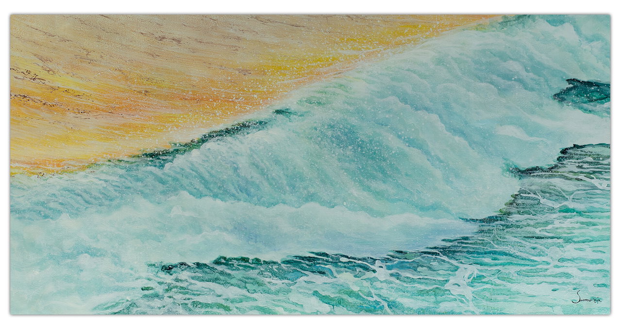 XXL Olieverf schilderijen 'Summer Breeze' | Handgeschilderd unicum 200x100cm komt in de ruimte goed tot zijn recht.
