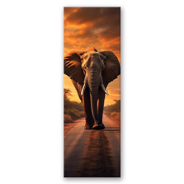 Kunstdruck auf Leinwand 'Elephant in Sunset'