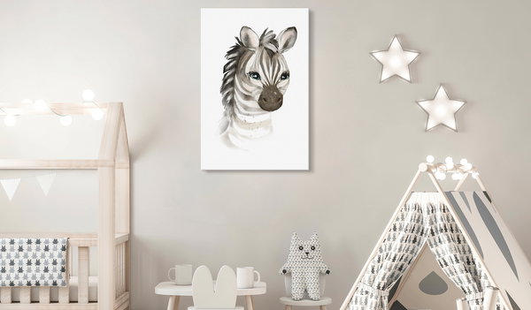 Kunstdruck auf Leinwand 'Little Zebra Vertical'