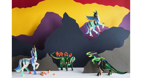 Papierskulptur 'Jade-Dino'