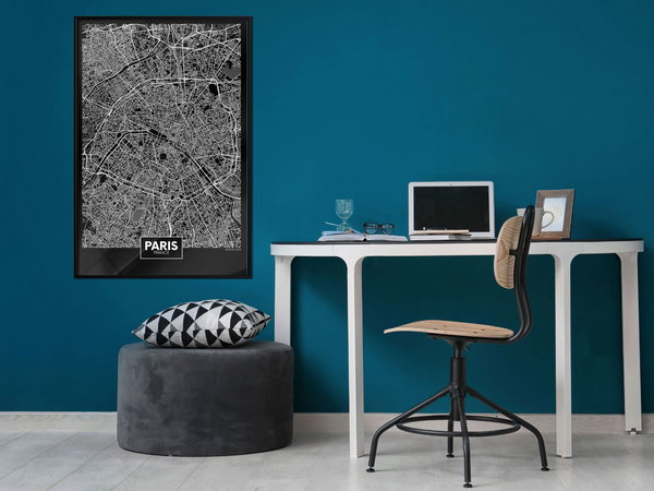 Poster 'City Map: Paris (Dark)'