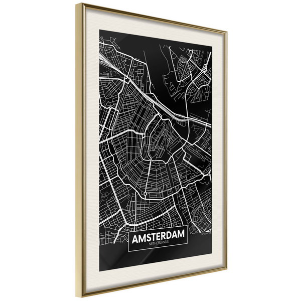 Poster 'City Map: Amsterdam (Dark)'