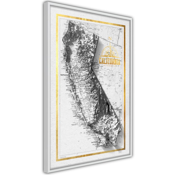 Poster 'Raised Relief Map: California'