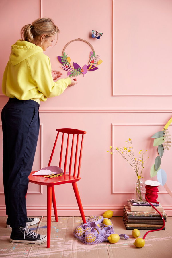 Wanddeko Papier 'Blumiger Schmetterling'