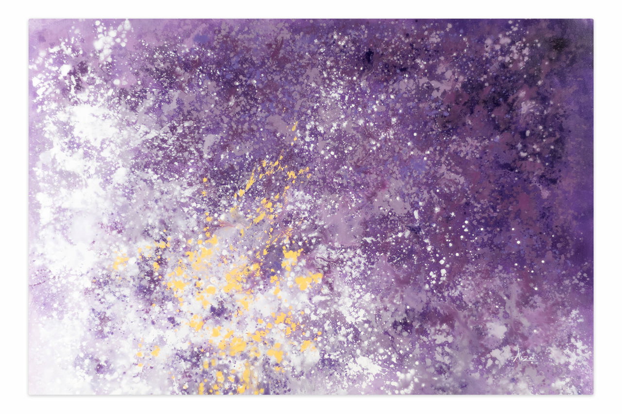 XXL Olieverf schilderijen 'Heliotrope Blossoms' | Handgeschilderd unicum komt in de ruimte goed tot zijn recht.