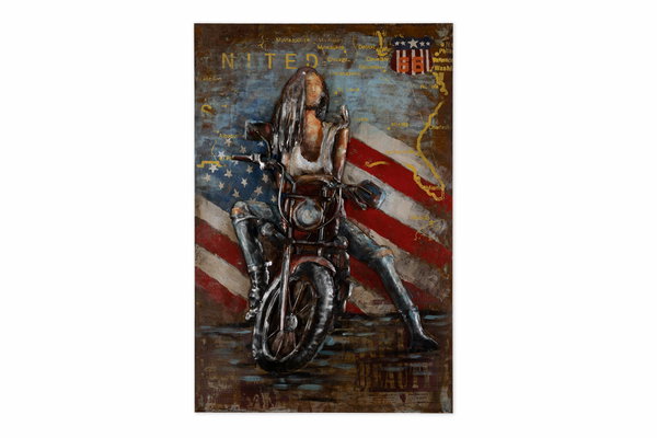 Tableau métallique 3D 'American Girl' 60x90x8,5cm