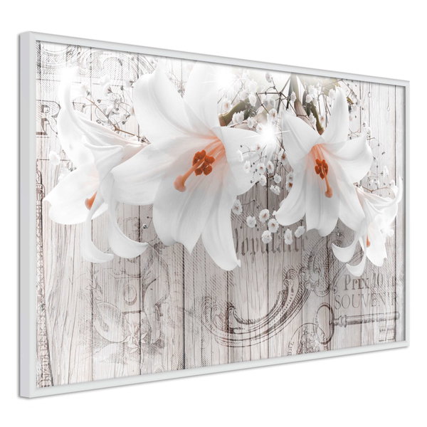 Poster 'Lilies on Wood'