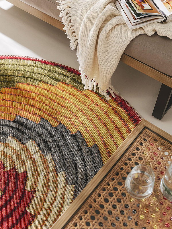 Design In- &amp; Outdoor Runder Teppich Kenya Bunt