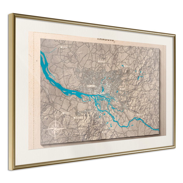 Poster 'Raised Relief Map: Hamburg'