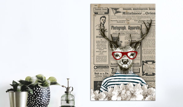 Stampa artistica su tela 'Deer Sailor Vertical'