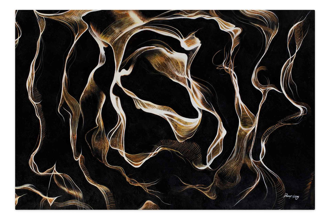 Olieverf schilderijen 'Enchanted Schemes' | Handgeschilderd unicum 180x120cm komt in de ruimte goed tot zijn recht.