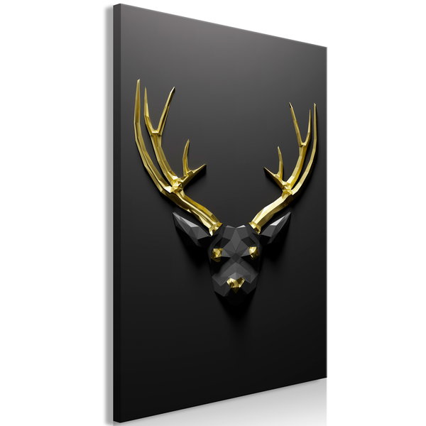 Kunstdruk op canvas 'Golden Antlers Vertical'