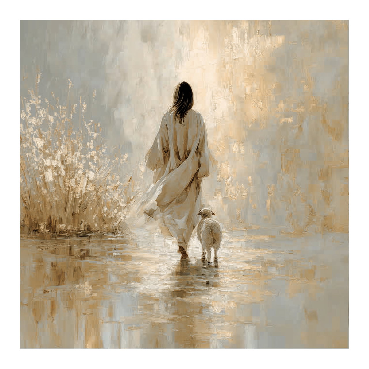 Handgeschilderd schilderij 'De Heer Is Mijn Herder' | incl. certificaat van echtheid in de ruimte.