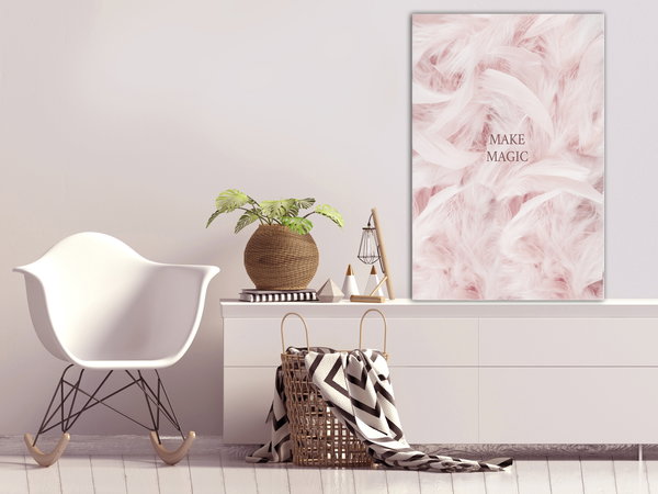 Kunstdruck auf Leinwand 'Pink Feathers Vertical'