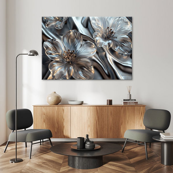 Kunstdruck auf Leinwand 'Silver Prism Blossoms'