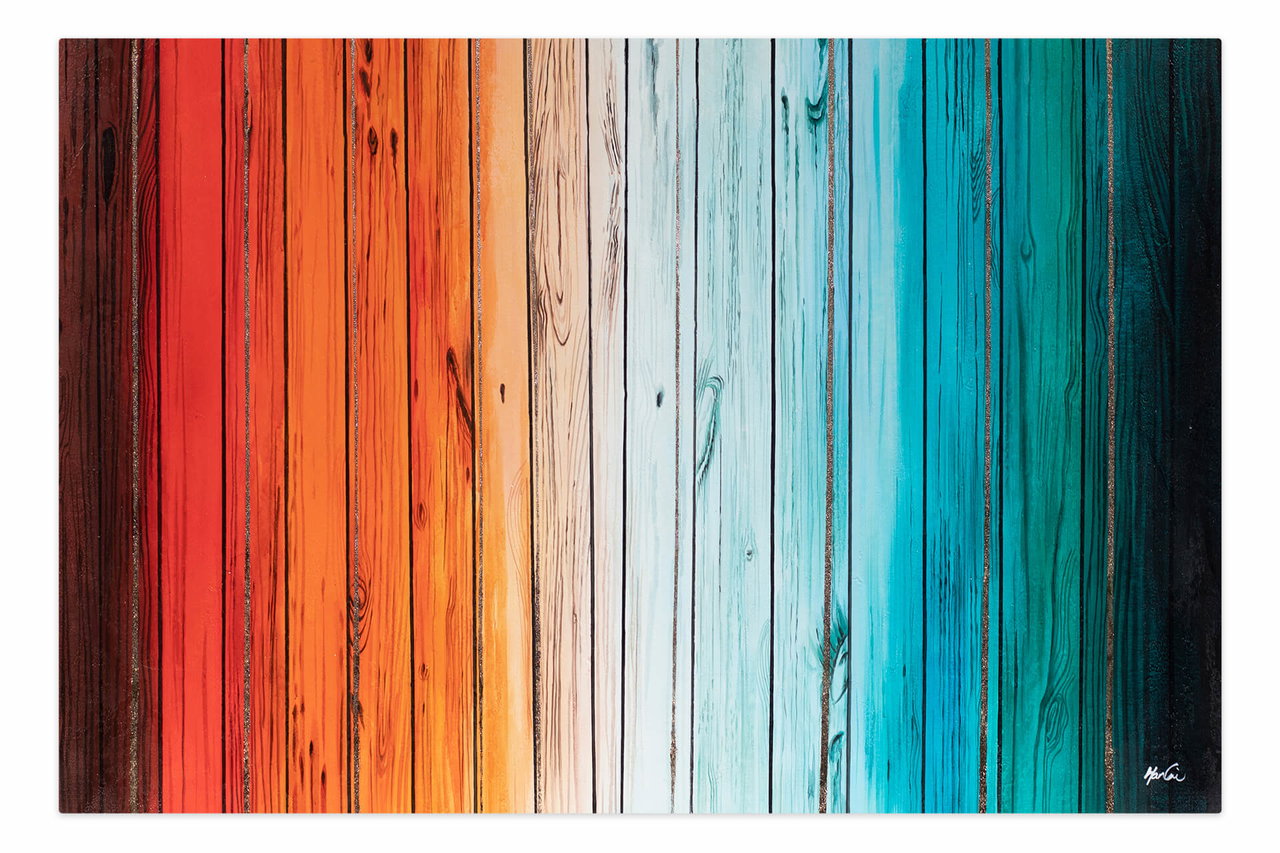 XXL Olieverf schilderijen 'Wood Spectrum' | Handgeschilderd unicum komt in de ruimte goed tot zijn recht.