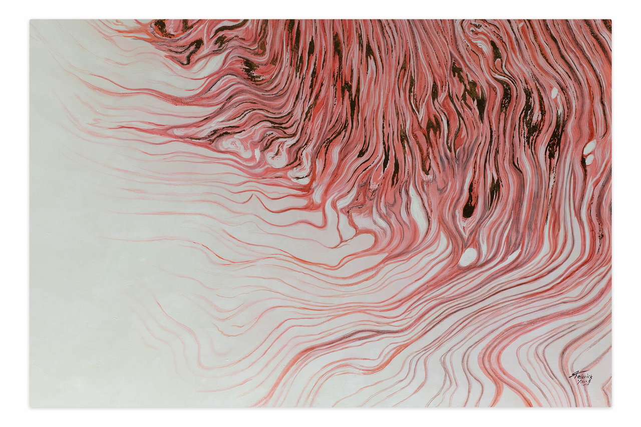 Schilderij 'Pastel Formation' | Handgeschilderd unicum 180x120cm komt in de ruimte goed tot zijn recht.