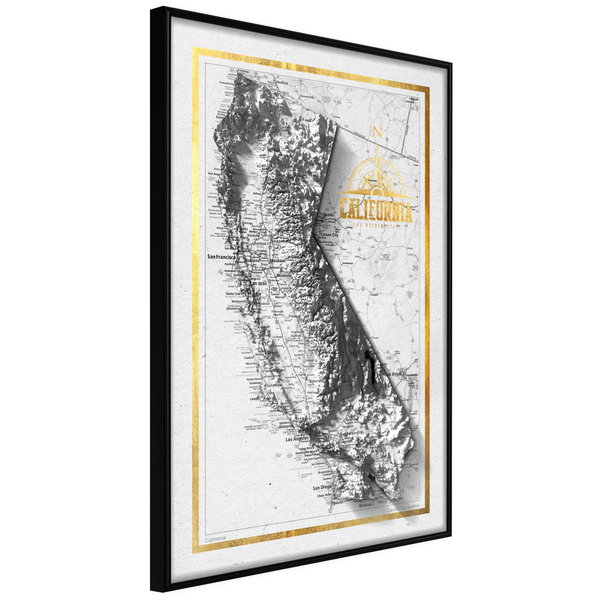 Poster 'Raised Relief Map: California'