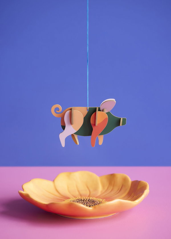 Hängende Deko 'Leuchtendes Schwein'