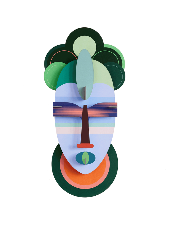 Scultura da parete in cartone 'Abstract Mask Art'