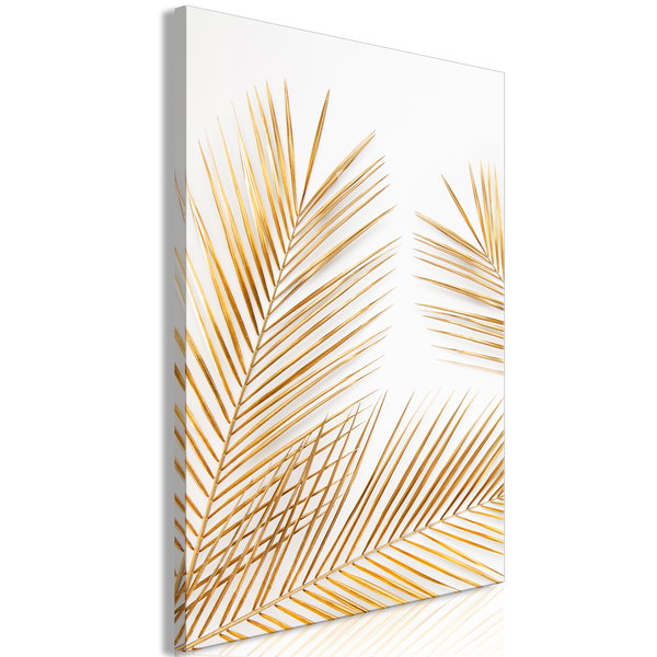Stampa artistica su tela 'Golden Palm Leaves Vertical'
