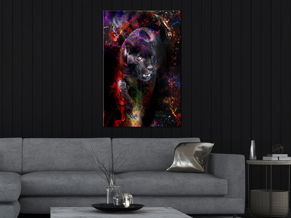Kunstdruck auf Leinwand 'Black Jaguar Vertical'