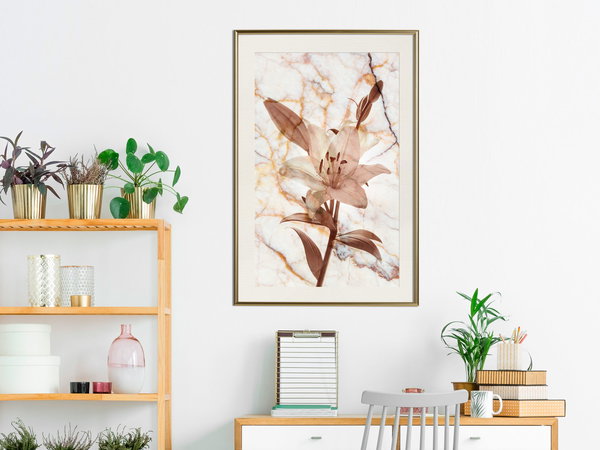 Poster 'Lily on Marble Background'
