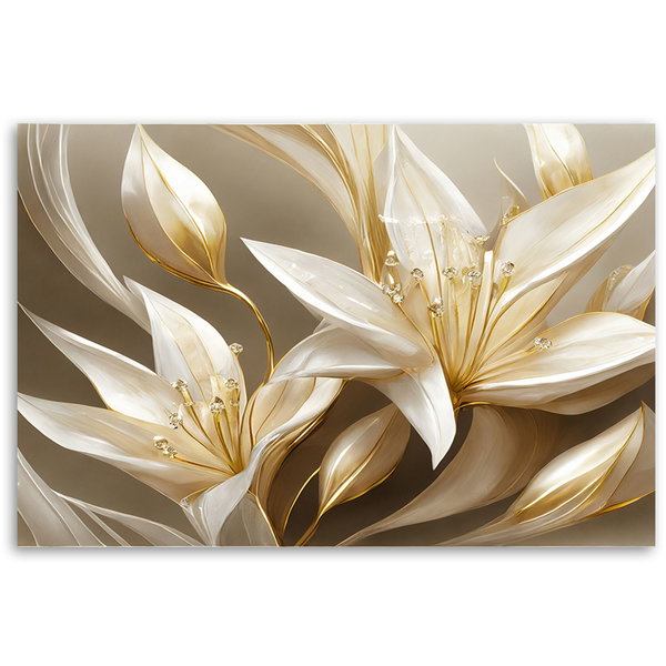 Kunstdruck auf Leinwand 'Golden Petal Symphony 3'