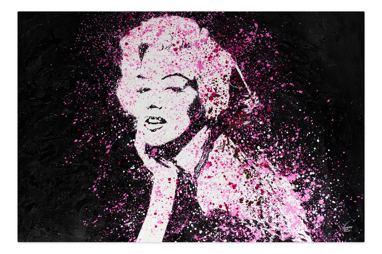 Olieverf schilderijen 'In Love with Marylin' | Handgeschilderd unicum 180x120cm in de ruimte.