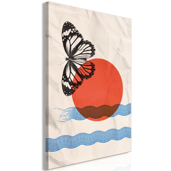 Art print on canvas 'Butterfly and Sunrise Vertical'