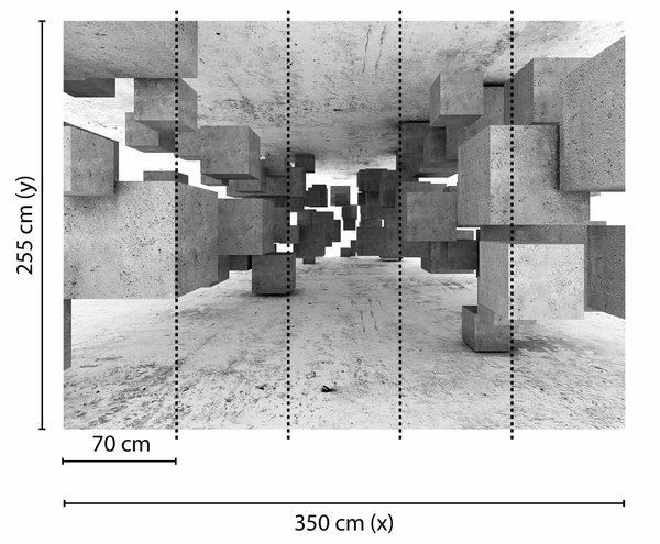 Tapete 'Concrete Cubes Pattern' 350x255cm