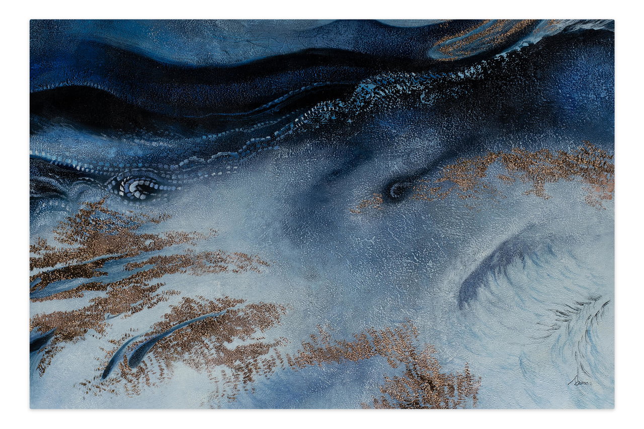 Olieverf schilderijen 'The Blue Palace' | Handgeschilderd unicum 180x120cm in de ruimte.