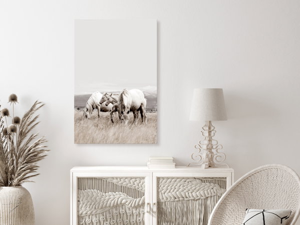 Stampa artistica su tela 'White Horses Vertical'