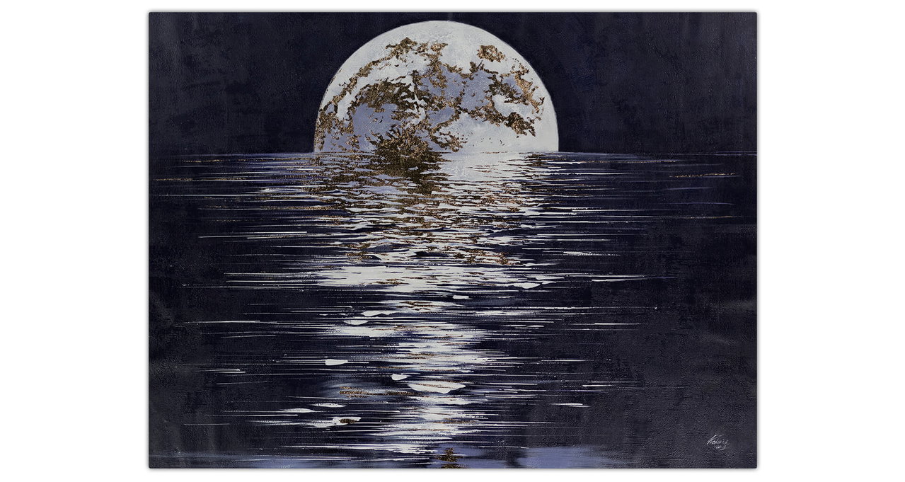XXL Olieverf schilderijen 'Magic of the Moon' | Handgeschilderd unicum in de ruimte.