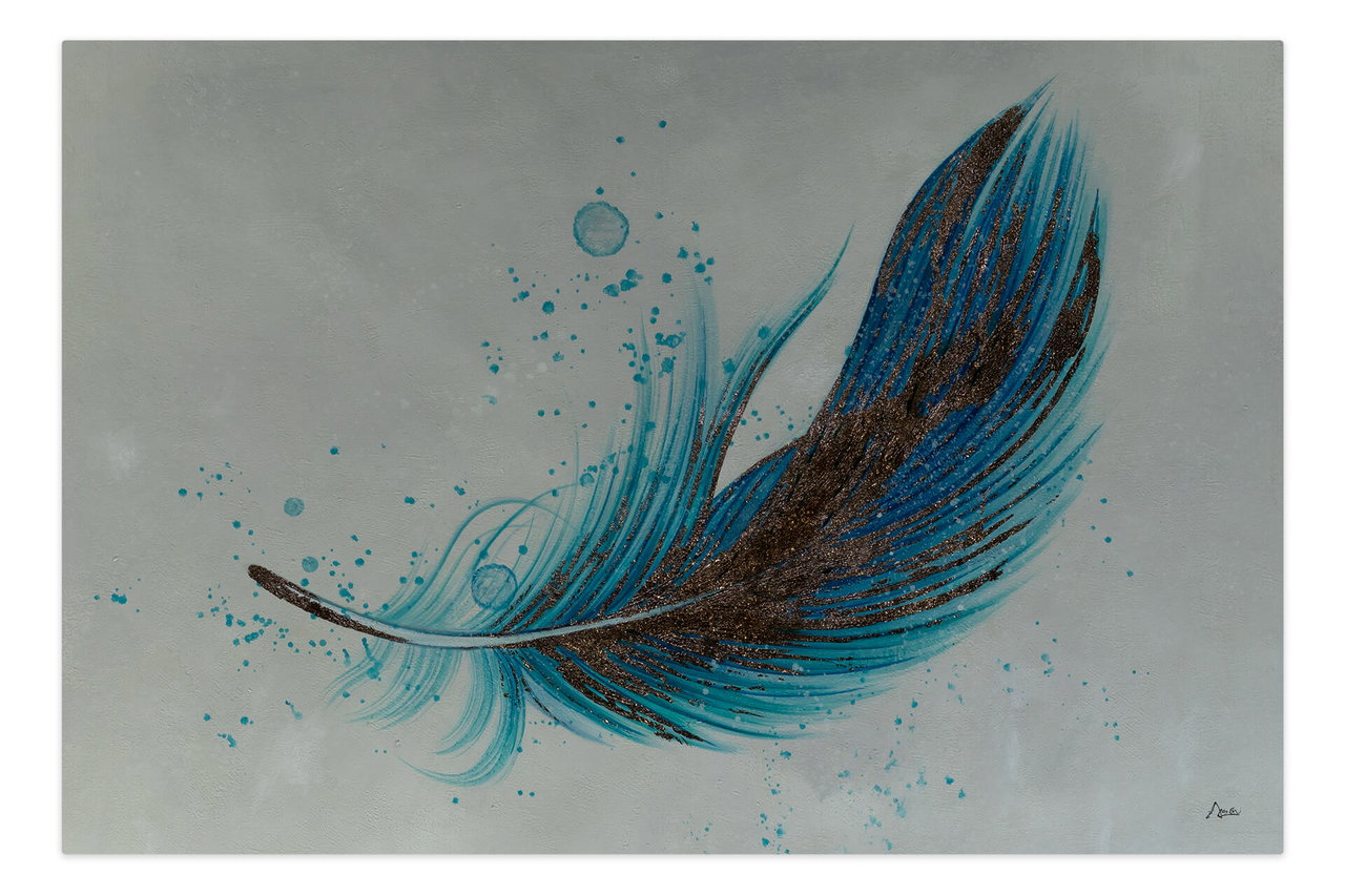 XXL Olieverf schilderijen 'Rare Feather' | Handgeschilderd unicum in de ruimte.