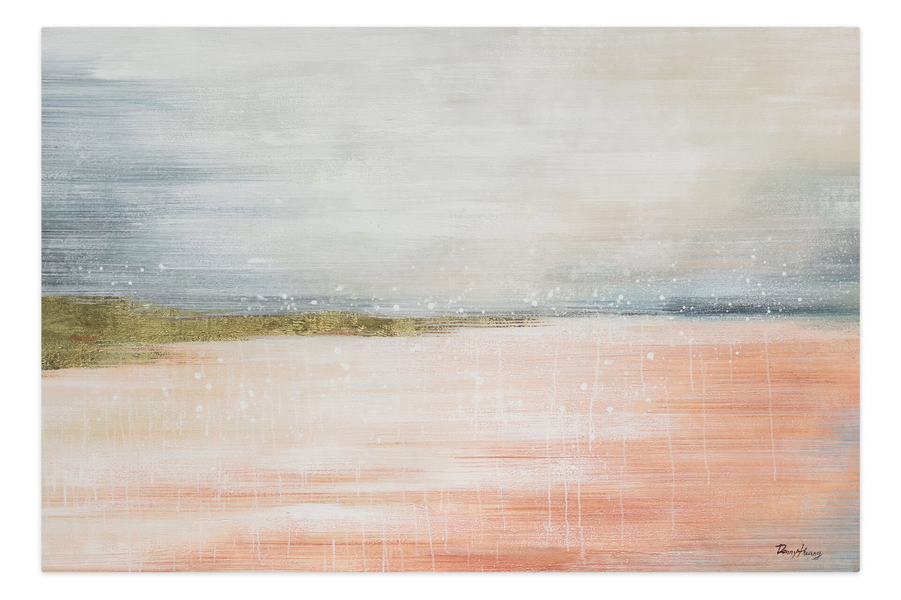 XXL Olieverf schilderijen 'Shimmering Sunset' | Handgeschilderd unicum komt in de ruimte goed tot zijn recht.