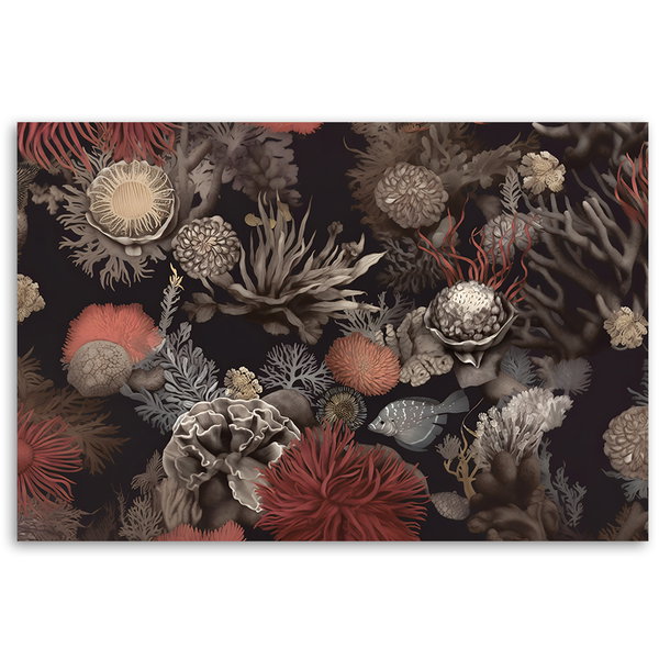 Kunstdruck auf Leinwand 'Corals in Black 4'