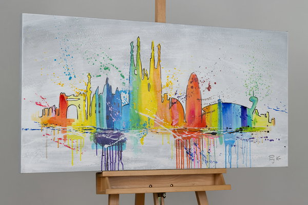 Handgemaltes Gemälde 'Ciudad del Mar' 120x60cm | inkl. Echtheitszertifikat