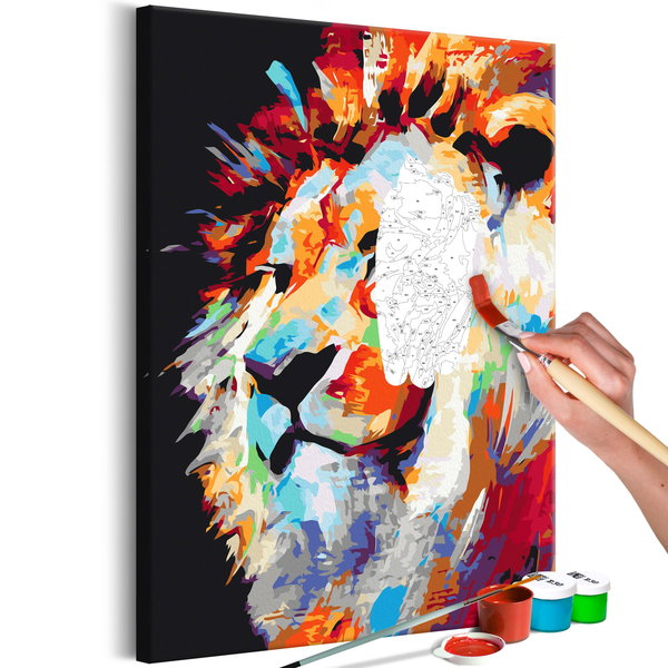 Peinture par numéros adultes 'Portrait of a Colourful Lion'