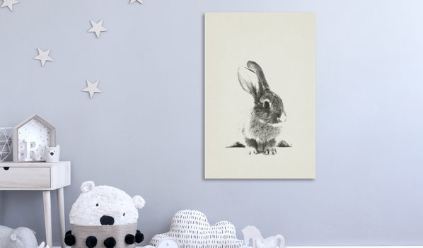 Stampa artistica su tela 'Fluffy Bunny Vertical'
