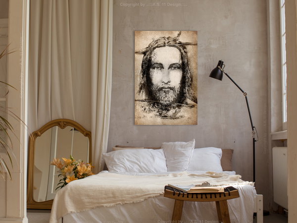 Kunstdruck auf Leinwand 'Shroud of Turin in Sepia Vertical'