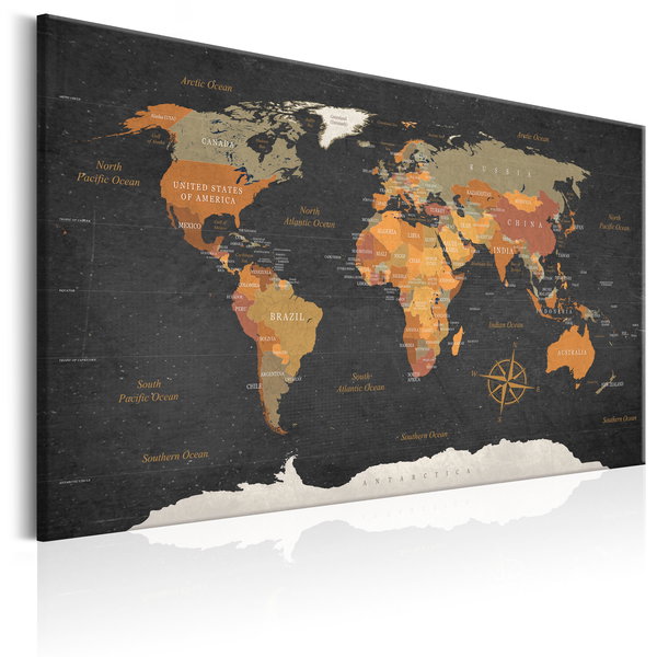 Kunstdruck auf Leinwand 'World Map: Secrets of the Earth'