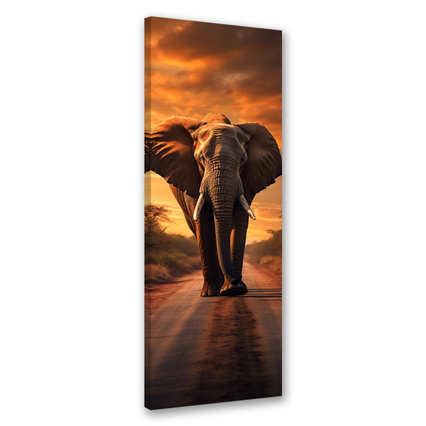 Kunstdruck auf Leinwand 'Elephant in Sunset'
