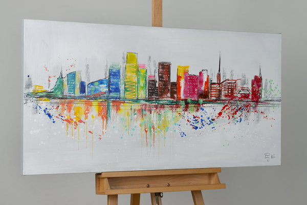 Handgemaltes Gemälde 'Ljubljana Skyline Silhouette' 120x60cm | inkl. Echtheitszertifikat