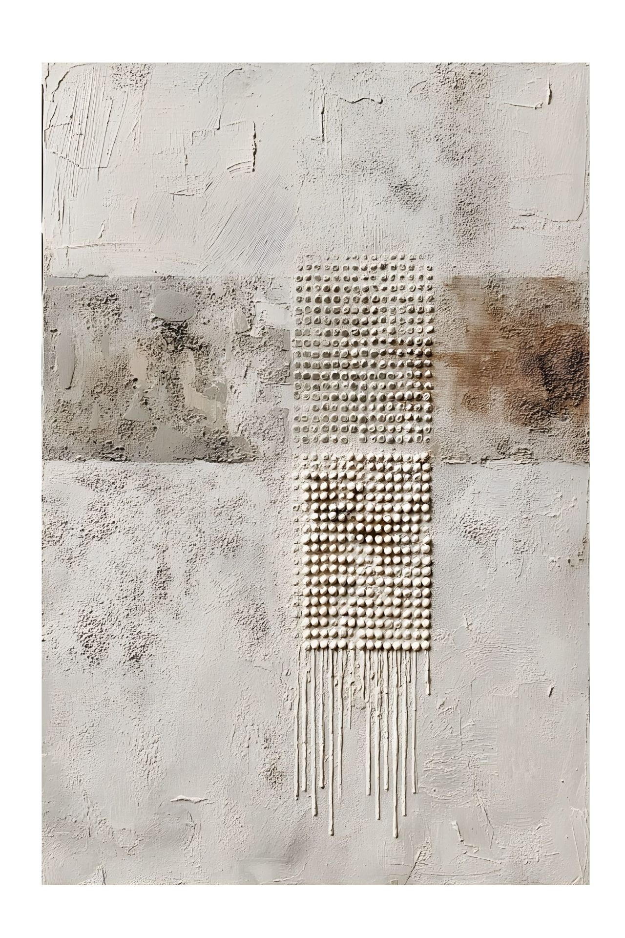 Handgeschilderd schilderij 'Wabi-Sabi Stippen 2' | incl. certificaat van echtheid komt in de ruimte goed tot zijn recht.